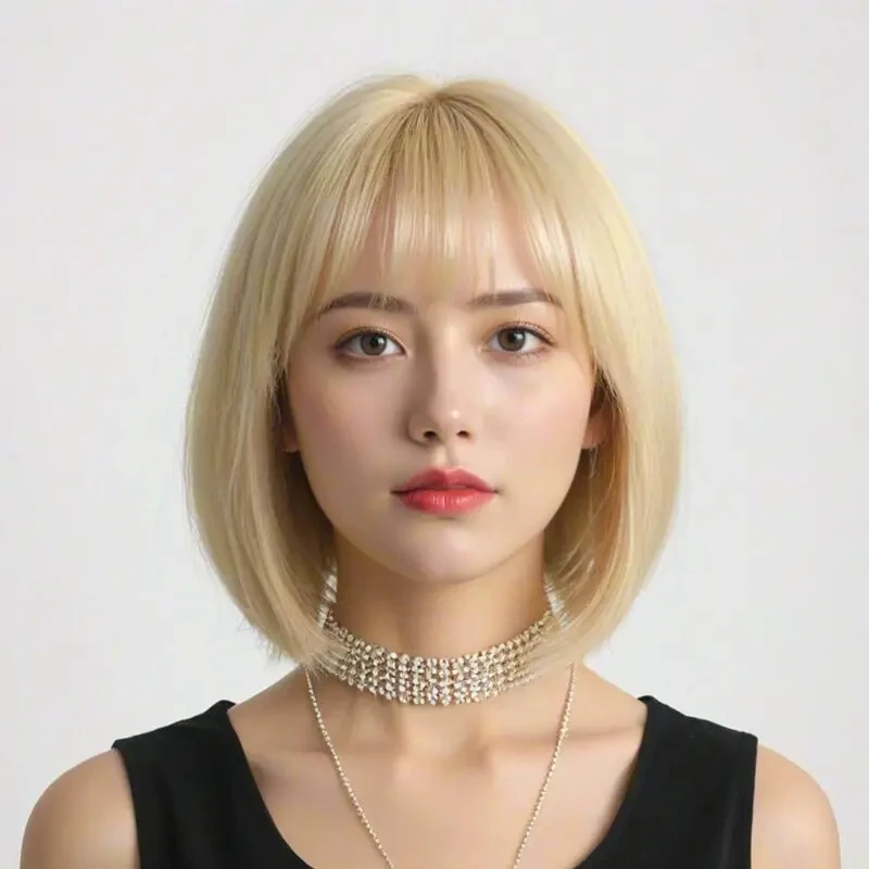 Short Bob Hairstyle Synthetic Wig for Halloween Party Cosplay Role-Playing Wig Daily High-Temperature Hair Accessory Set