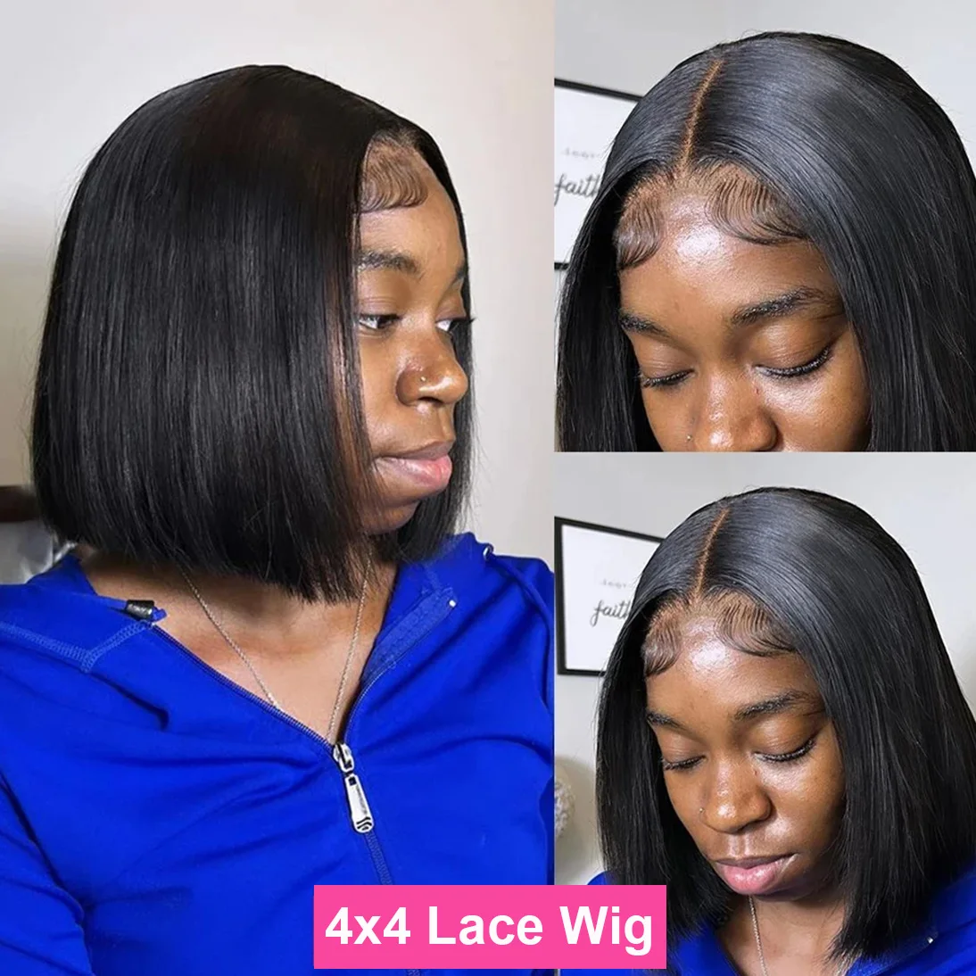 Straight 13x4 Bob Wig Human Hair 200 Density Transparent Lace Frontal Wig 100% Brazilian Human Hair 4x4 5x5 HD Lace Closure Wigs