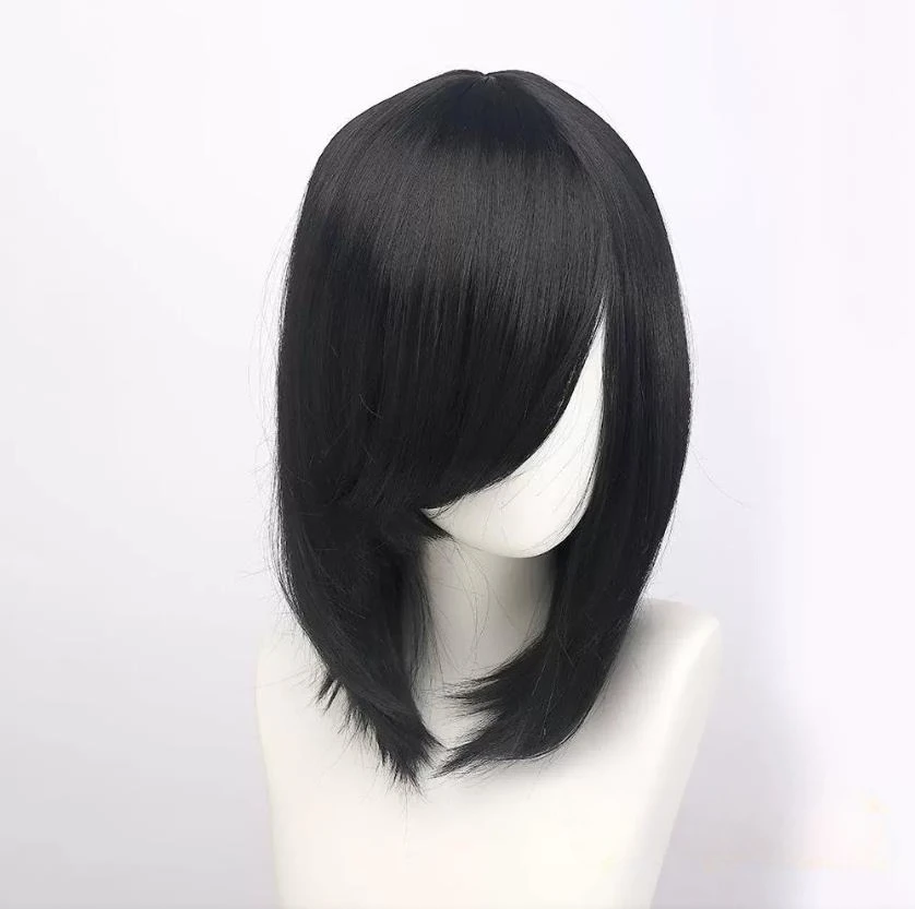 Anime 40cm Medium Basic Bang Blond Black White Red Pink Green Brown Gold Blue Cosplay Wig Heat Resistant Synthetic Hair Wigs