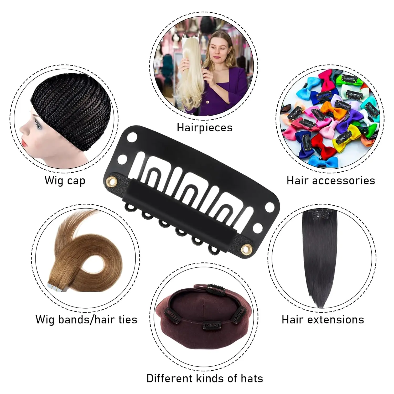10/30/50PCS Clip In Hair Extension Wig Clips For Human Hair Bangs Snap Hair Clips For Extensions Metal Comb For Closure