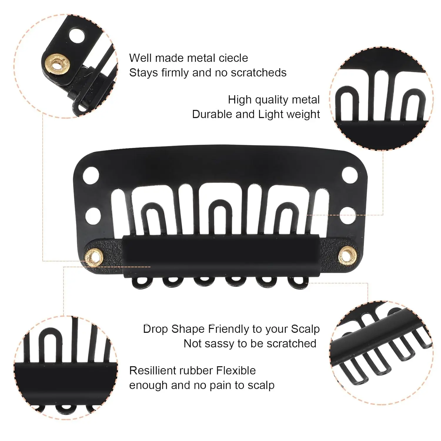 10/30/50PCS Clip In Hair Extension Wig Clips For Human Hair Bangs Snap Hair Clips For Extensions Metal Comb For Closure
