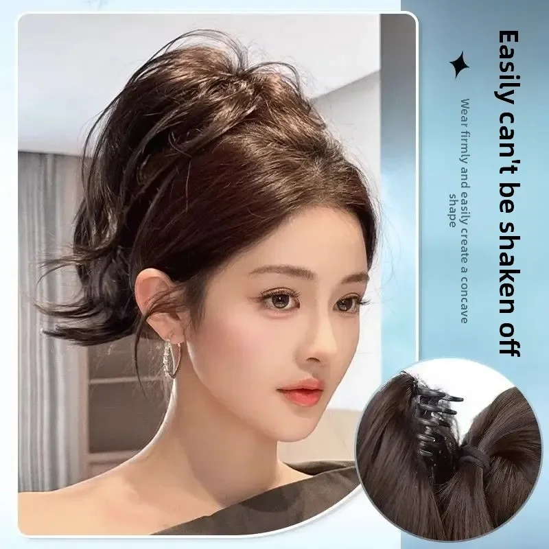 Short Curly Synthetic Claw Clip Ponytail Hair Extensions For Women High Top Bun Ponytail Hairpiece High Temperature Fiber Tail