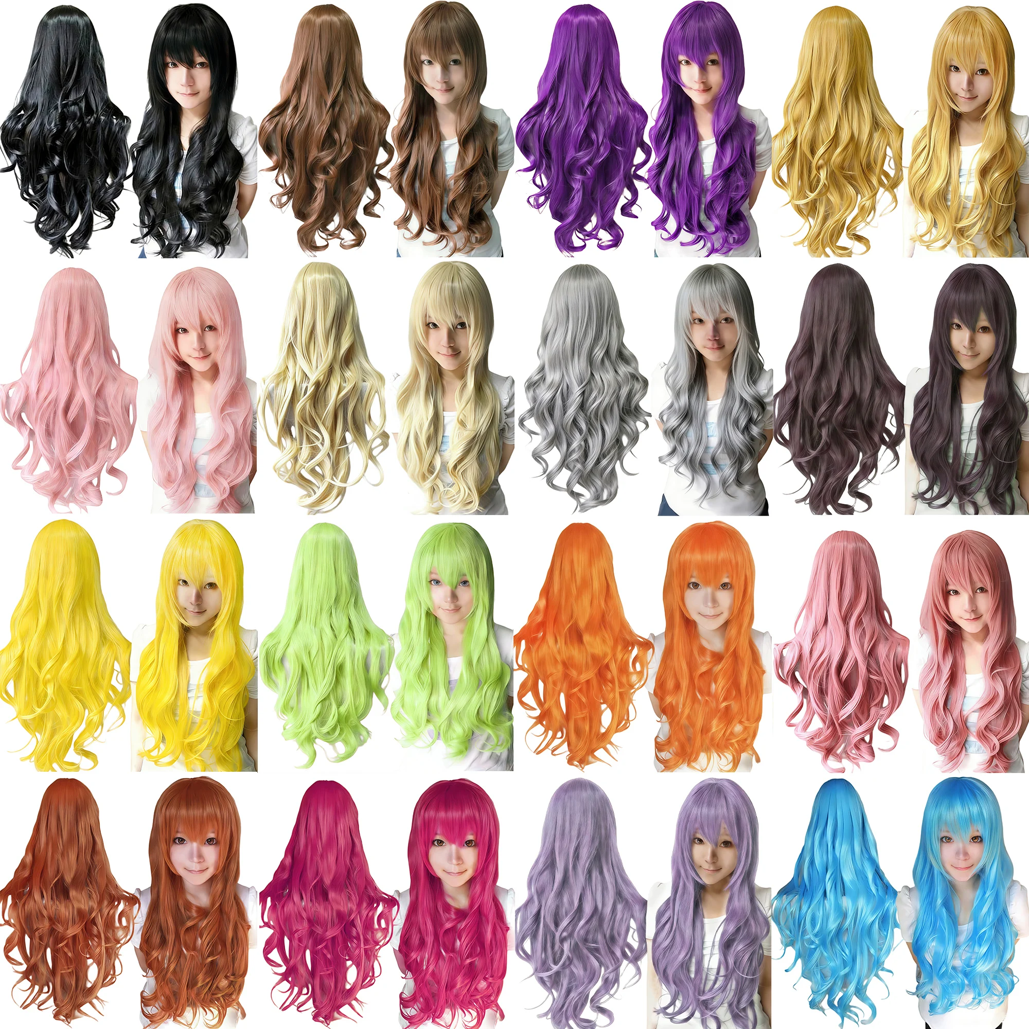Synthetic Bright Pink Cosplay Wig Lolita Hair Curly Hitori Gotoh Anime Wig Hairpiece Yuno Gasai Halloween Costume Wig
