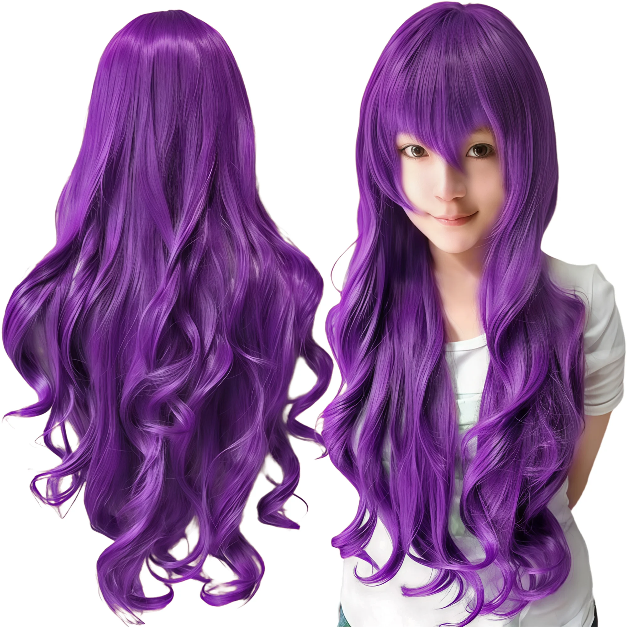 Synthetic Bright Pink Cosplay Wig Lolita Hair Curly Hitori Gotoh Anime Wig Hairpiece Yuno Gasai Halloween Costume Wig