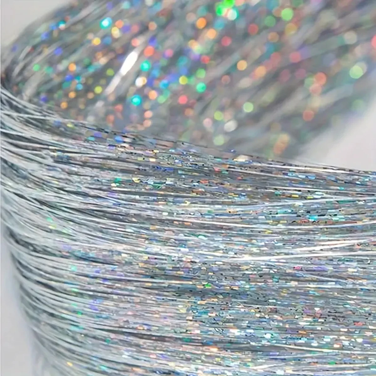 12Pcs Synthetic Hair Tinsel Clip in 20Inch Glitter  Tinsel Hair Clip in Hair Tinsel Kit Heat Resistant Shiny Sparkle Fairy Hair