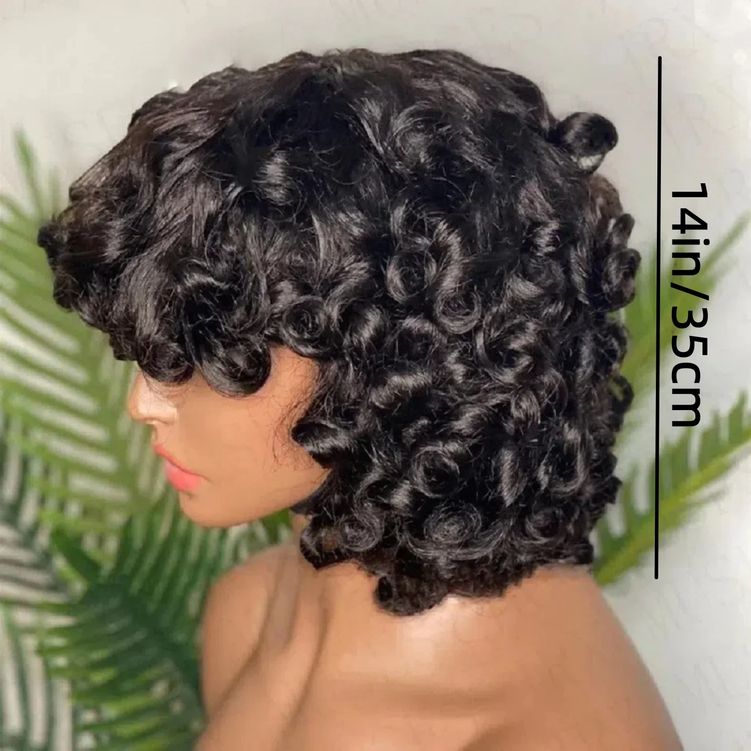 Fashionable Fluffy Curly Hair, Natural Color, Short Hair with Bangs, No Need for Glue, Can Be Worn Directly, Synthetic Wig