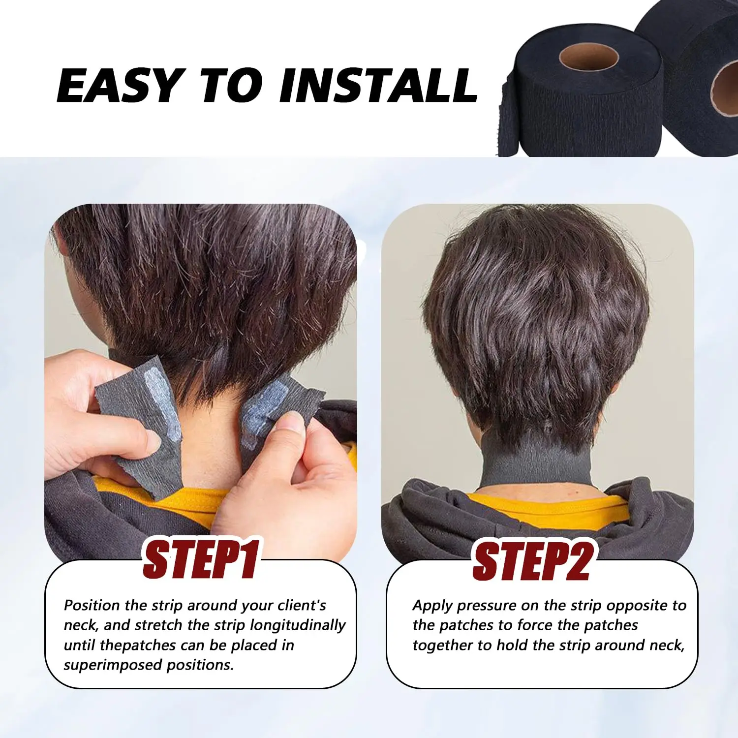 1/3/5 Roll Disposable Black Barber Neck Strips Barber Neck Paper Stretchy Strip Neck Edge Paper Haircut Styling Accessories