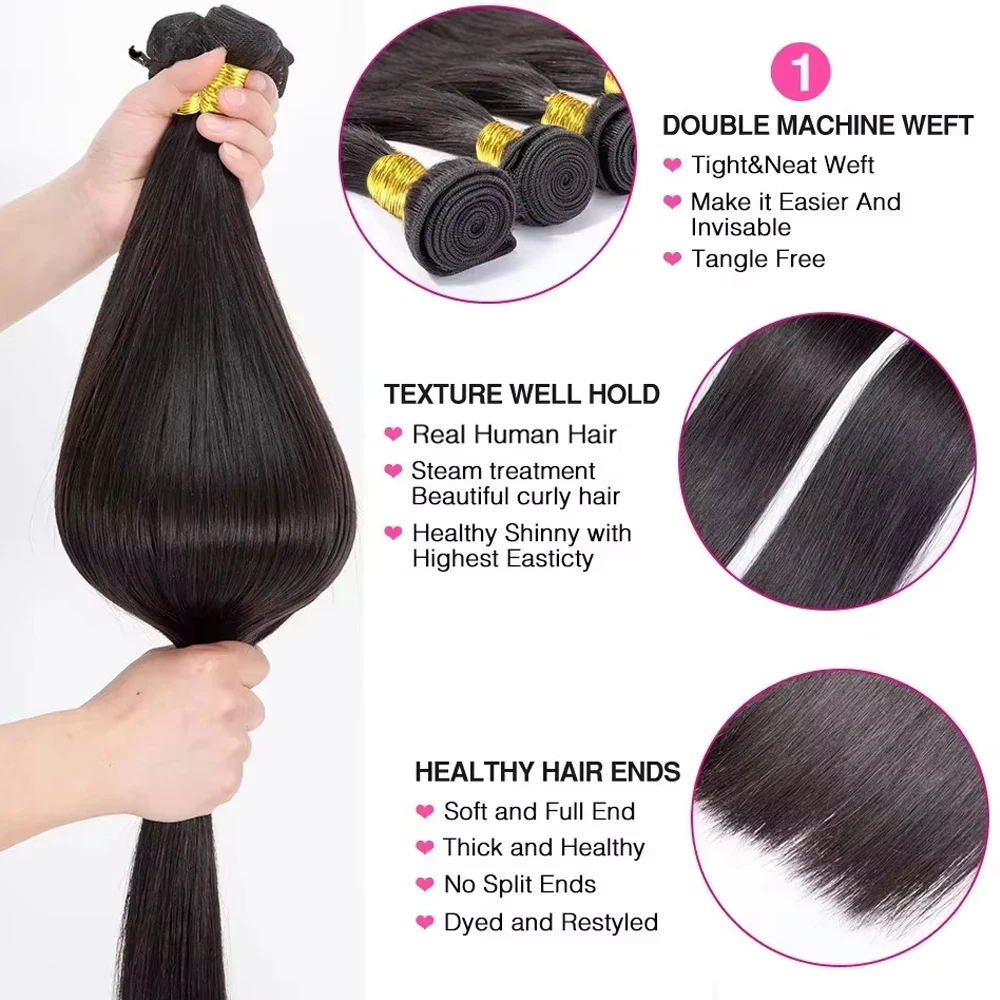Peruvian Raw Human Hair Bundles 30 Inch Straight 3 4 Bundles Virgin Remy Hair Weft Extensions Women Sew In Quickly Weave Bundles