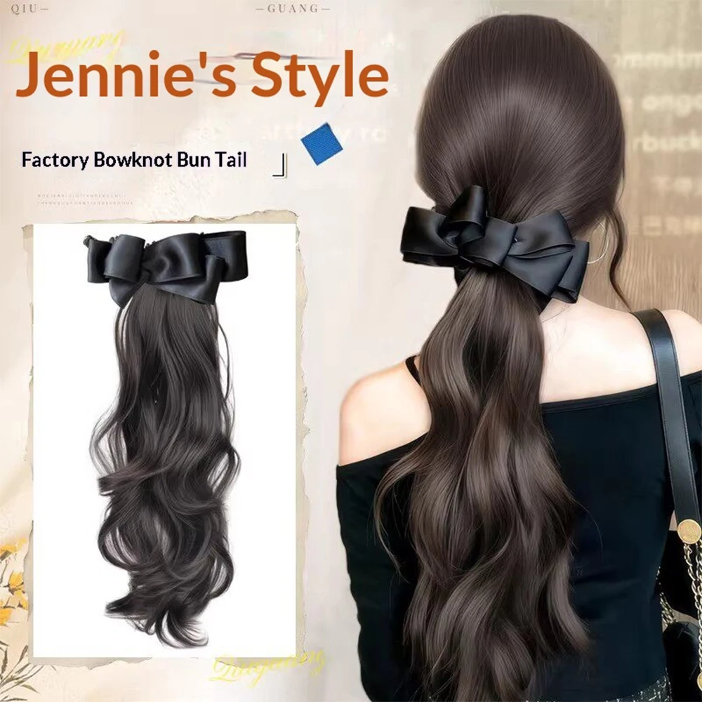 Twist Clip Bow Curly Ponytail Synthetic Hairpiece Heat Resistant Elegant Hair Accessories for Women Daily Party Wedding Fashion