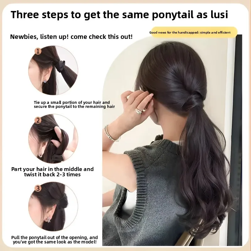 Vitality Synthetic Wig Ponytail Long Wavy Ponytail Hair With High Elasticity Rubber Band Heat Resistant Hairpiece For Daily Use