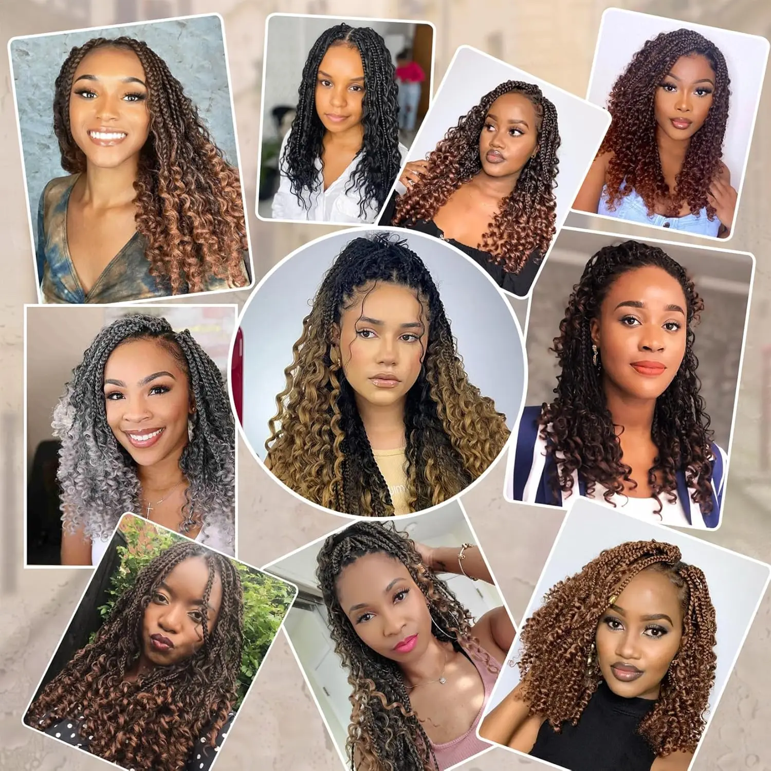 Goddess Box Braids Crochet Hair 8 Inch Pre Looped Boho Crochet Braids with Curly Ends, 8 Packs Synthetic Crochet Hair for Women