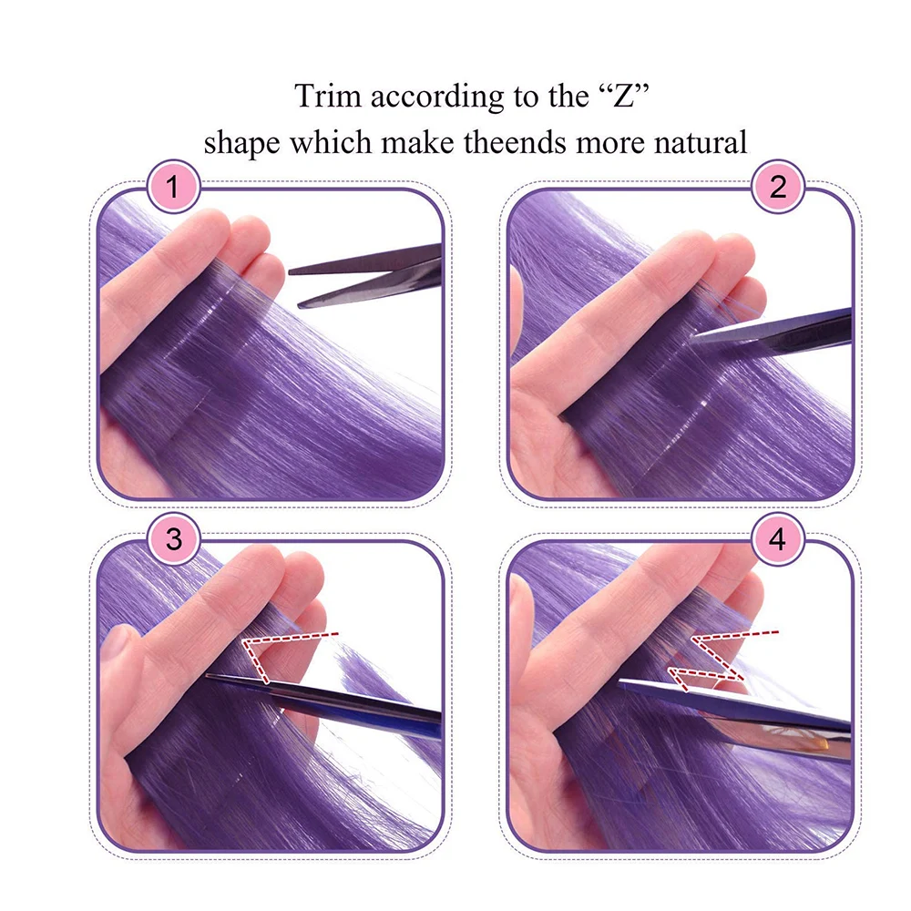 6pcs/pack Clip in Hair Extensions Colored Party Highlights for Girls 22inch Multi-colors Straight Hair Synthetic Hairpieces