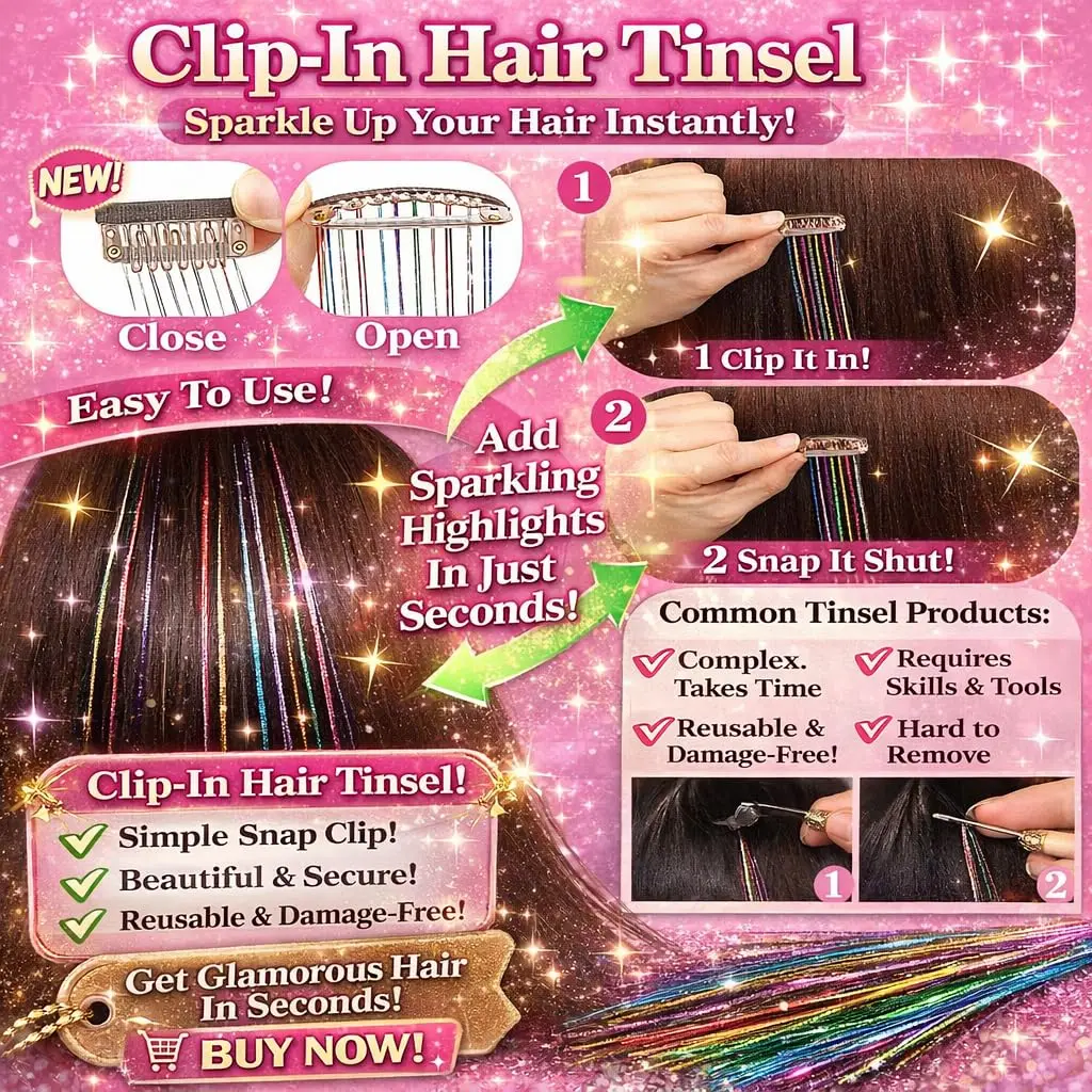 Hair Tinsel 12 Pcs Clip in Hair Tinsel Kit for Girls 22 Inch Glitter Fairy Tinsel Hair Extensions Synthetic Colorful For Girls