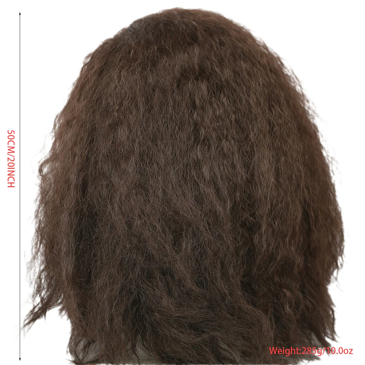 20 inch Long Roll with Split Bangs, Fluffy Dark Brown Men's Bearded Synthetic Wig, Mountaintop Cave Man and Wild Man Costume Rol
