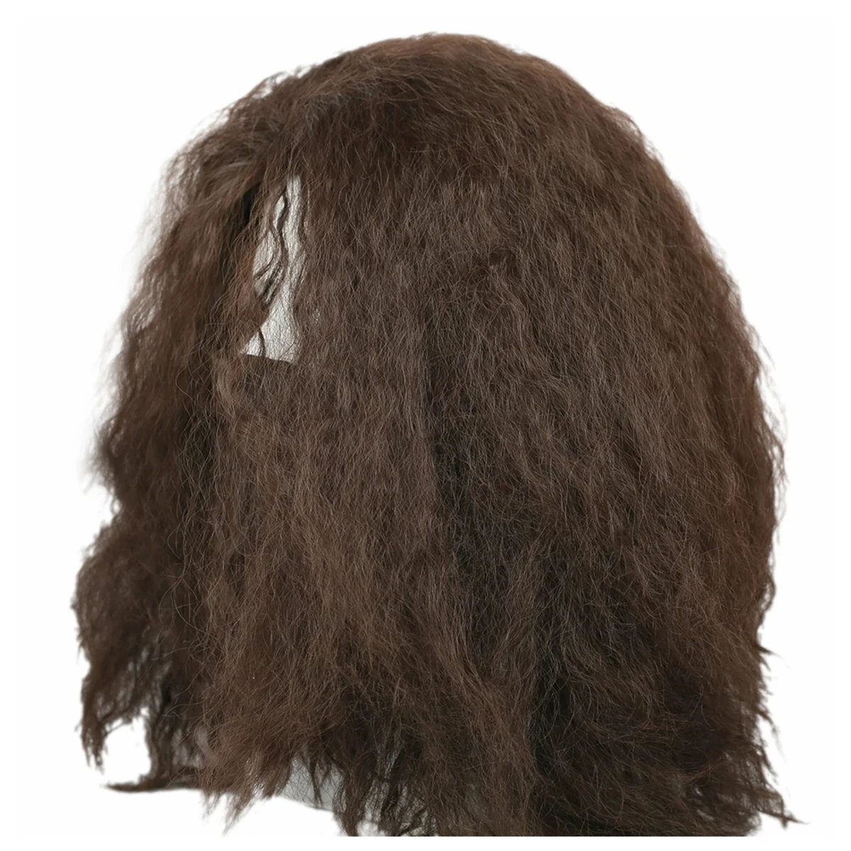 20 inch Long Roll with Split Bangs, Fluffy Dark Brown Men's Bearded Synthetic Wig, Mountaintop Cave Man and Wild Man Costume Rol