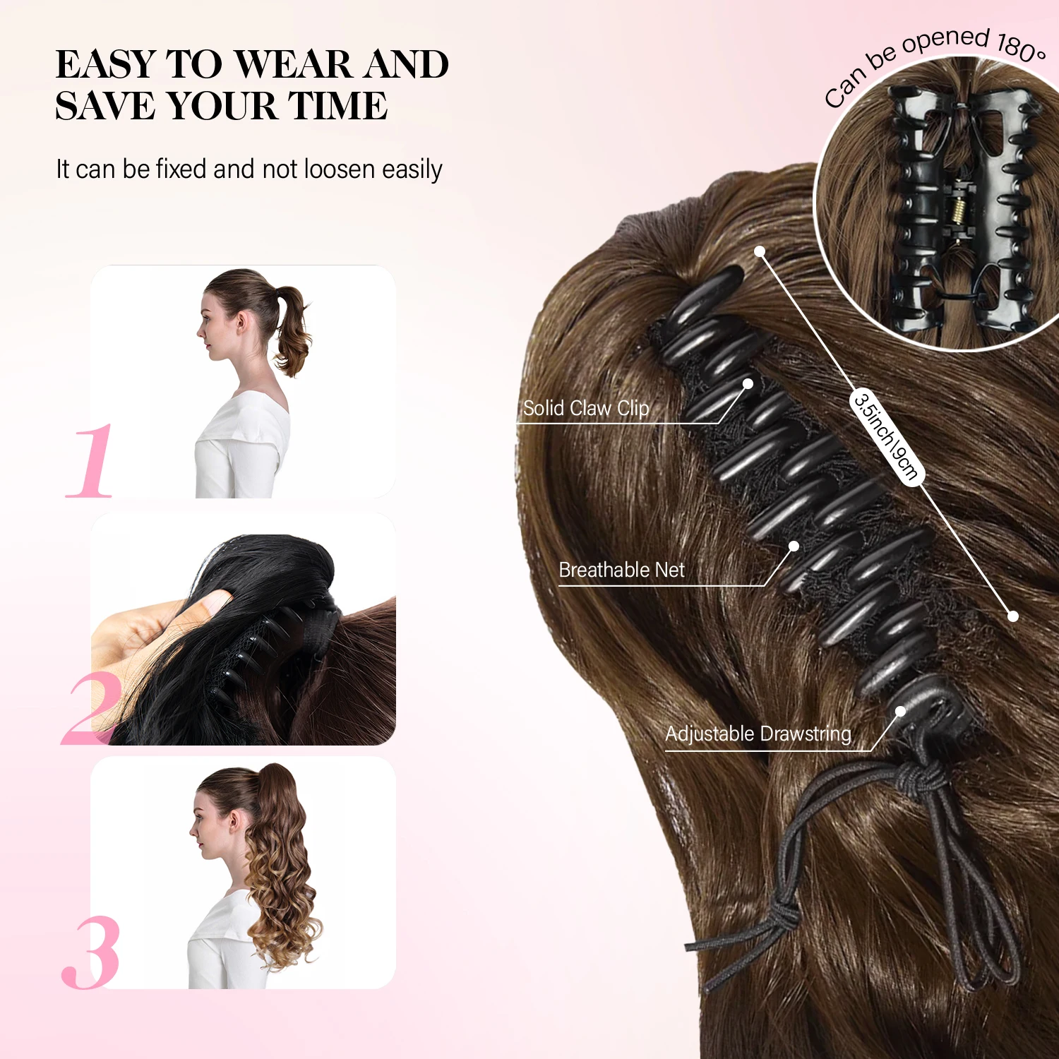 12Inch Synthetic Curly Wavy Claw Ponytail Hair Extensions Fluffy Short Curly Claw Pony Tail Clip On Hairpiece For Women Girls