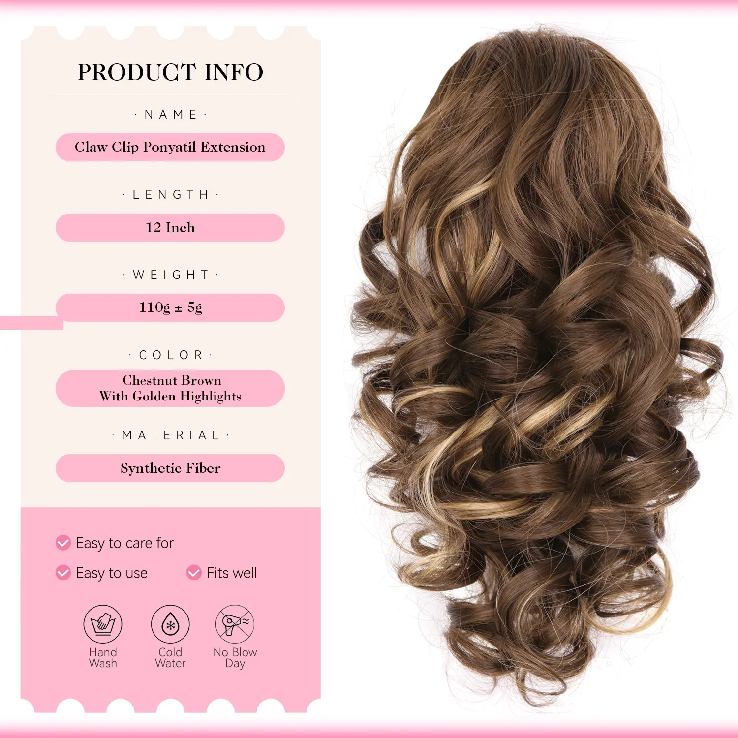 12Inch Synthetic Curly Wavy Claw Ponytail Hair Extensions Fluffy Short Curly Claw Pony Tail Clip On Hairpiece For Women Girls