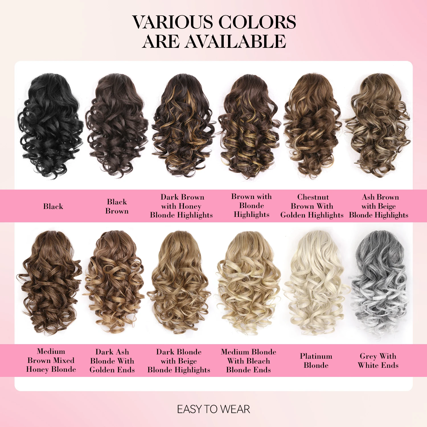 12Inch Synthetic Curly Wavy Claw Ponytail Hair Extensions Fluffy Short Curly Claw Pony Tail Clip On Hairpiece For Women Girls