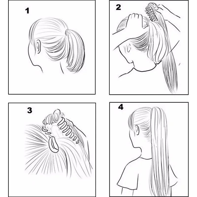 24Inch Synthetic Long Straight Claw Clip On Ponytail Hair Extensions Heat Resistant Ponytail Blonde Black Hairpiece for Women