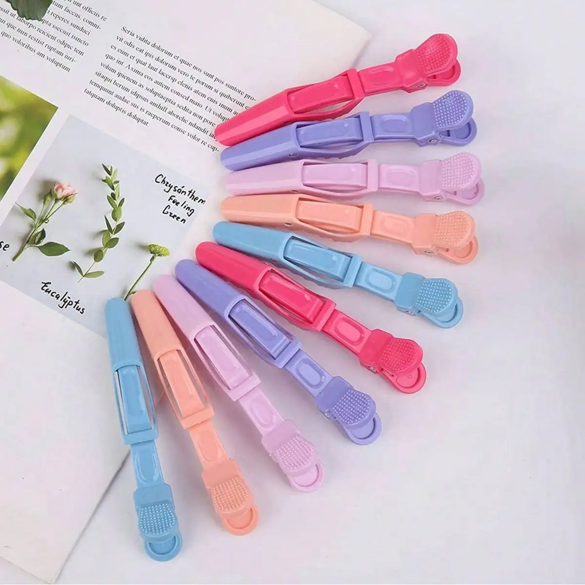 5/10/12/20 Piece Set of Multifunctional Hair Styling Sectioning Clips, Positioning and Partitioning Alligator Clips Suitable for Professional Hairdressers, Women's Hair Clips, Plastic Non-Slip Hair Clips, Professional Hairstyle Clips, Hair Salon Sectioning Clips