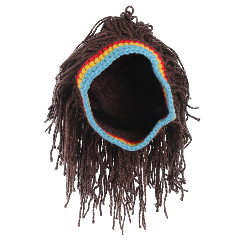 Funny Crochet Dreadlock Wig Hat with Rainbow Headband, Synthetic Fiber for Reggae Music Festival, Carnival Party & Cosplay