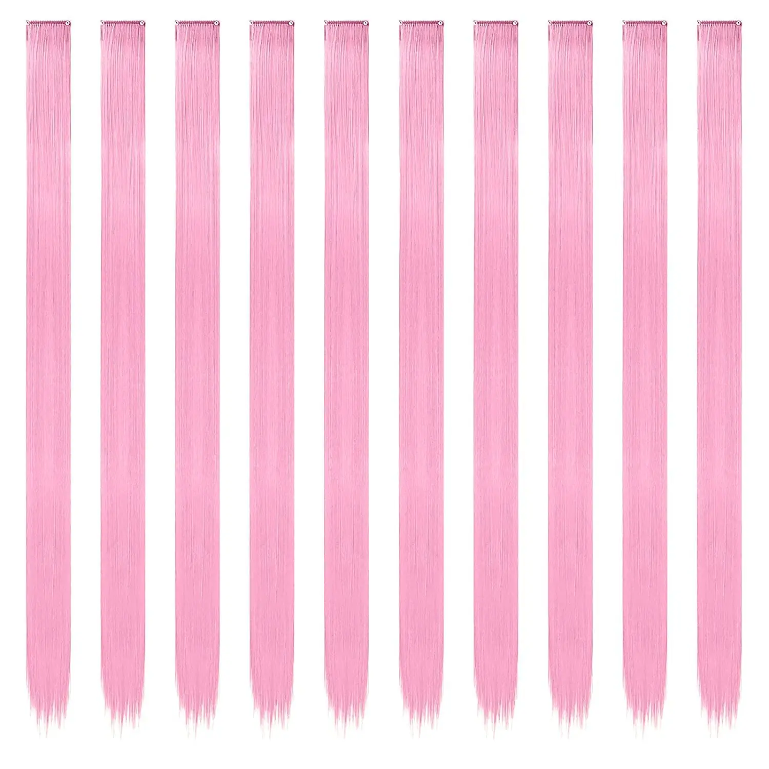 22 Inch Hair Extensions Clip ins, 6/12 Pcs Pink Hair Extensions Colored Hair Extensions Party Highlights Long synthetic Hair