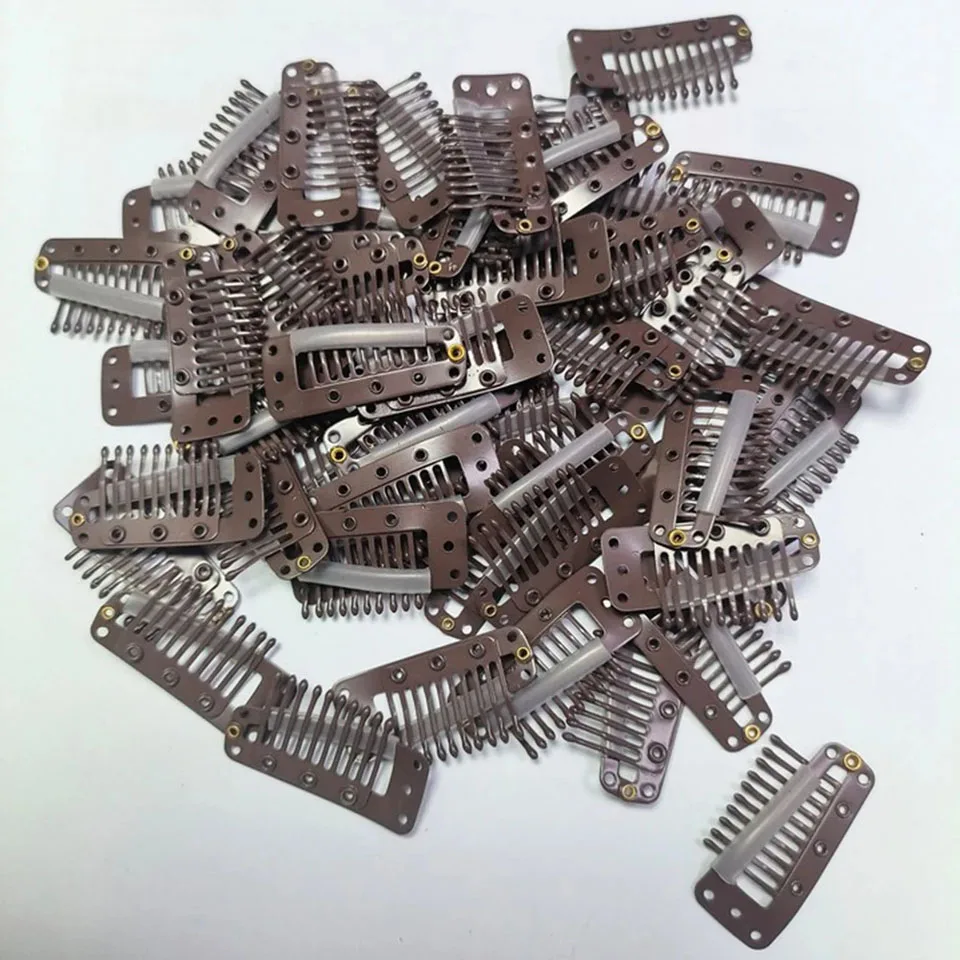 50/20pcs 2.3cm-3.2cm Black Brown Color Wig Clips Snap Clip For Hair Extension Wig Weft Wig PP Hairpins Large Clips Styling Tools
