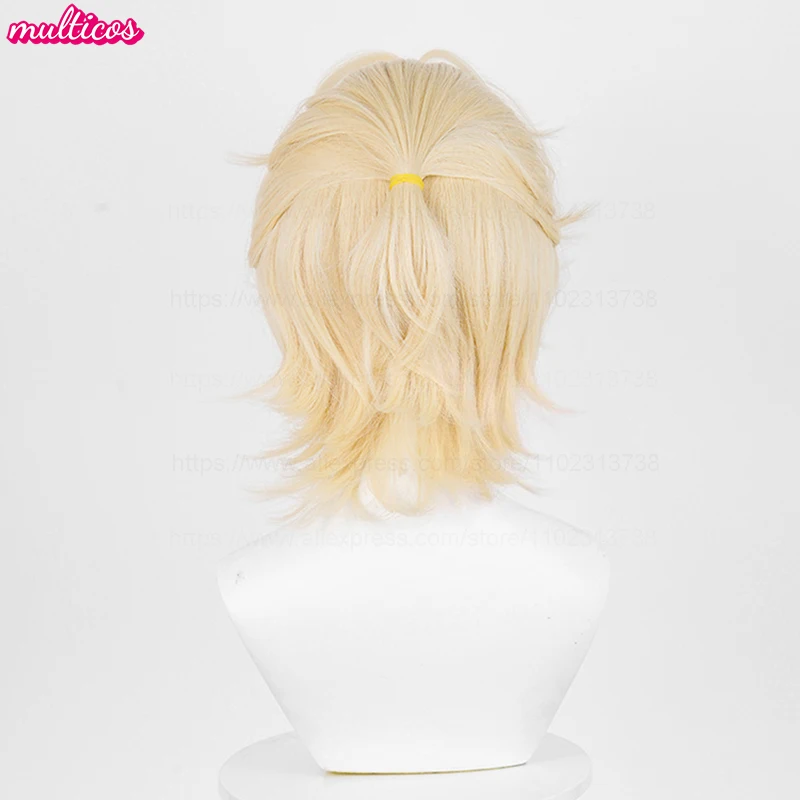 High Quality Luka Cosplay Wig Short Blonde Luka Wig Heat Resistant Synthetic Hair Anime Game Party Role Play Wigs + Wig Cap
