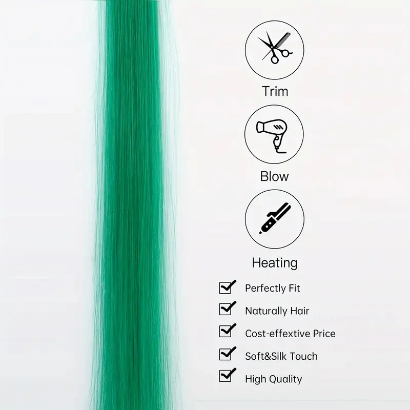 Synthetic 22Inch 5 Pcs/Pack Ombre Colors Hair Extensions Clip In Rainbow Hairpiece Heat Resistant Hair for Women
