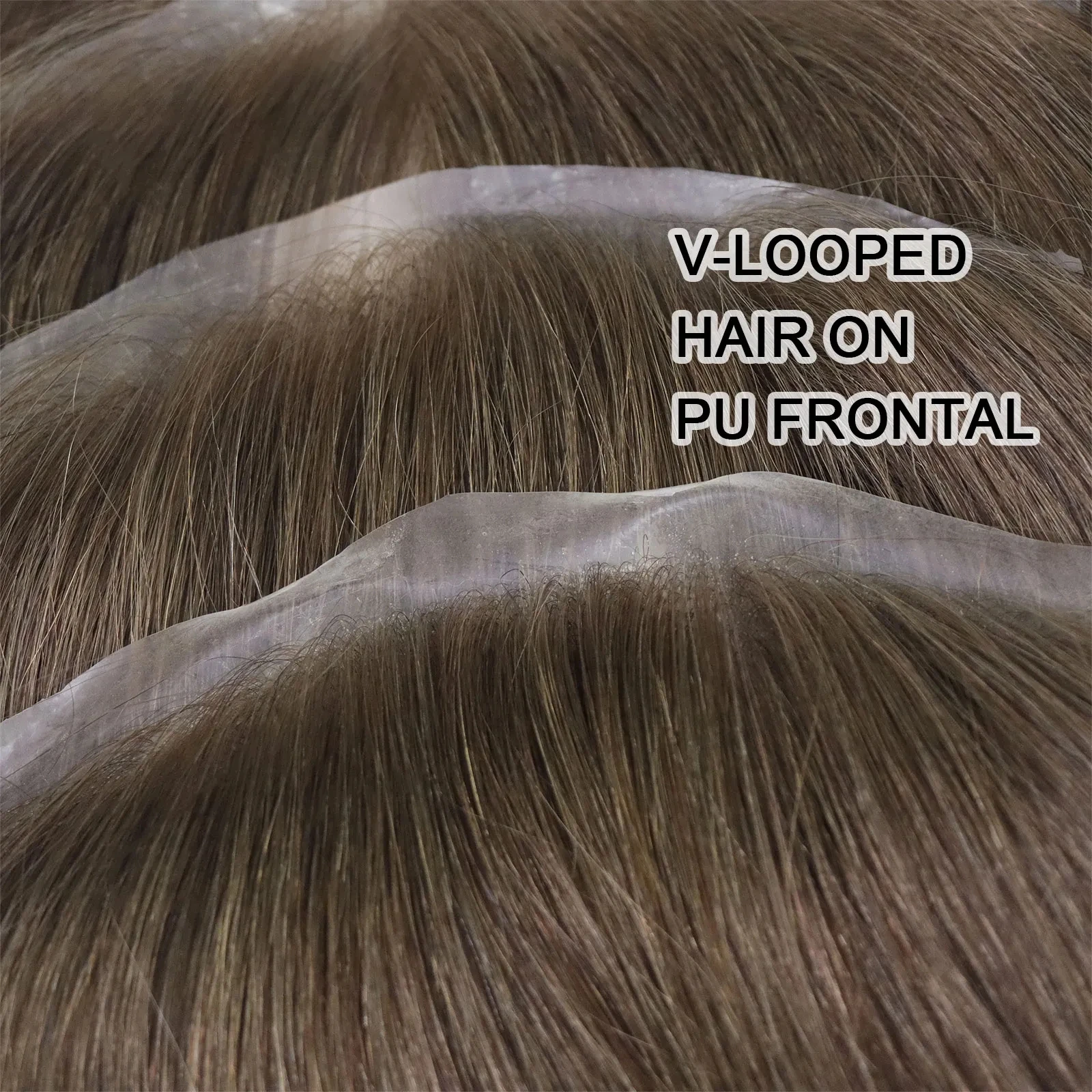 0.06mm Brown Straight Man Toupee V Style Frontal Hairline For Men 15cm Human Hair Ultra Thin Skin PU Men's Capillary Prosthesis