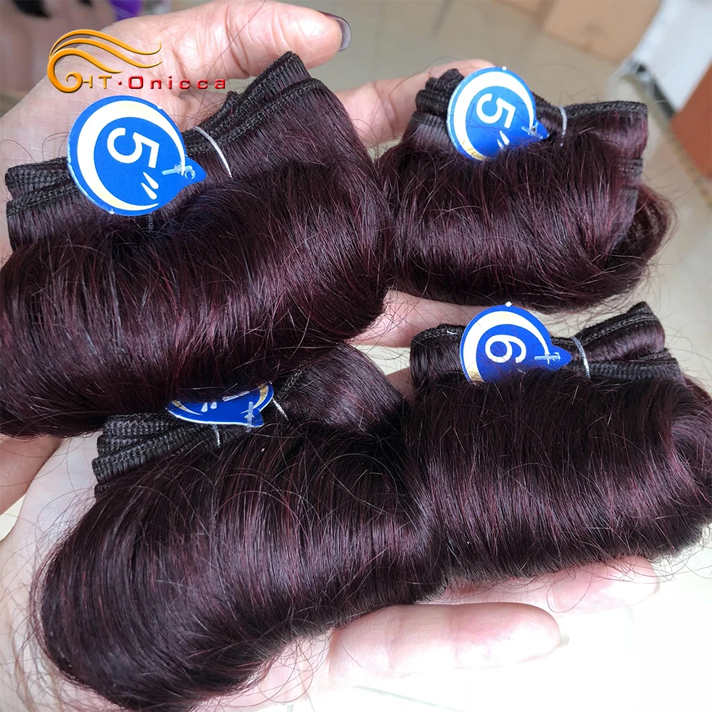 Brazilian Curly Hair 4 Bundles Double Drawn Human Hair 5 5 6 7 Inch Remy Hair Weave Bundles 1B 27 30 99J Color For Black Women