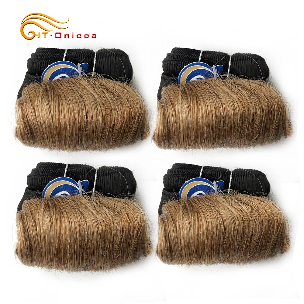 Brazilian Curly Hair 4 Bundles Double Drawn Human Hair 5 5 6 7 Inch Remy Hair Weave Bundles 1B 27 30 99J Color For Black Women