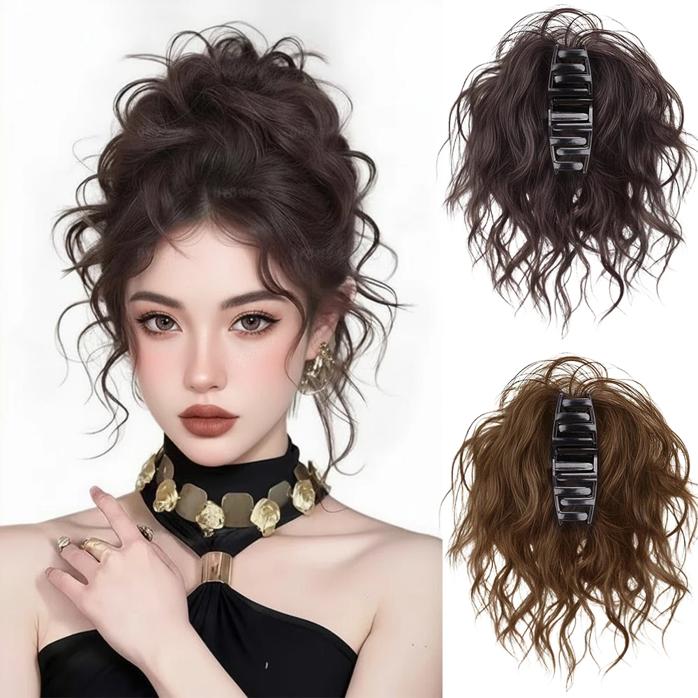 Synthetic Claw Clip Bun Hairpiece Latin Curly Volume High Ponytail Hair Donut Fake Hair Daily Party Accessory for Women