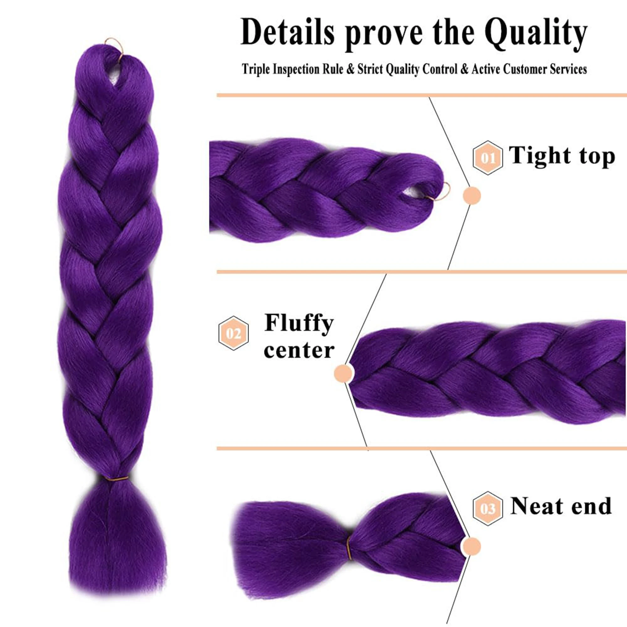 Purple 26inch Braid Clip in Ponytail Hair Extension Long Ponytail Hairpieces Cosplay for Kids Girl Halloween Christmas