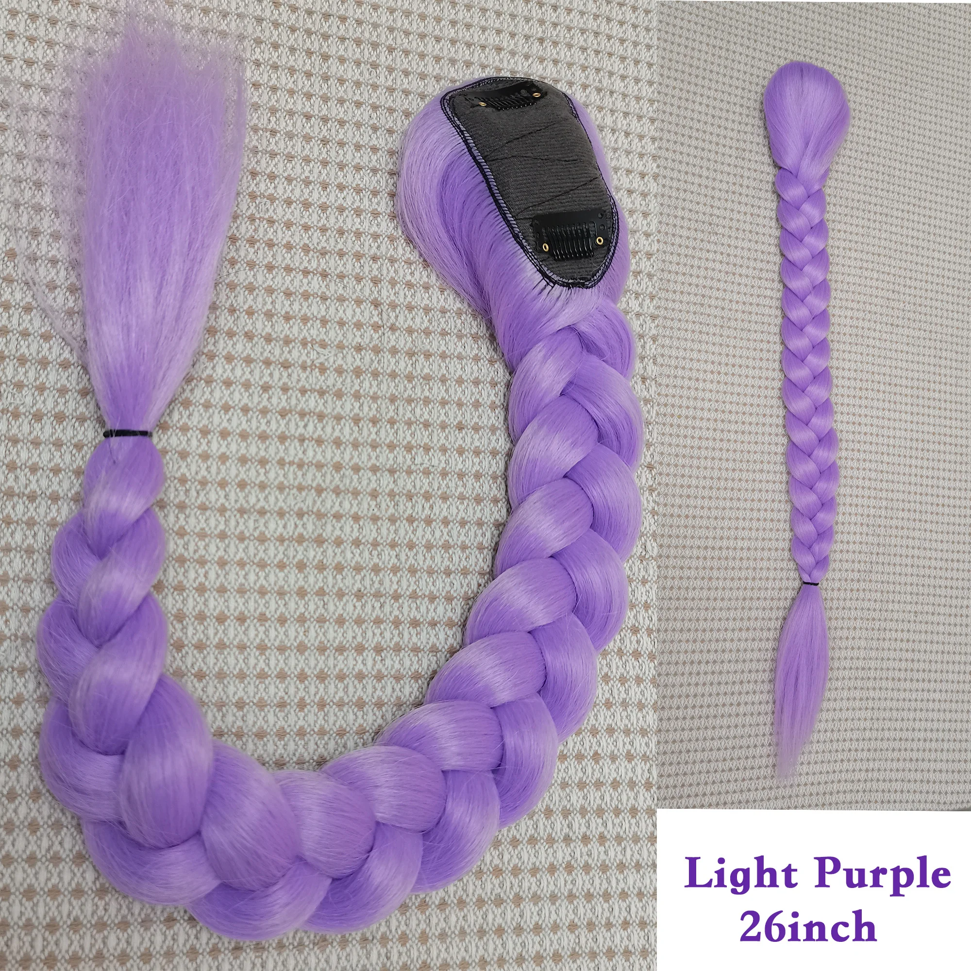 Purple 26inch Braid Clip in Ponytail Hair Extension Long Ponytail Hairpieces Cosplay for Kids Girl Halloween Christmas