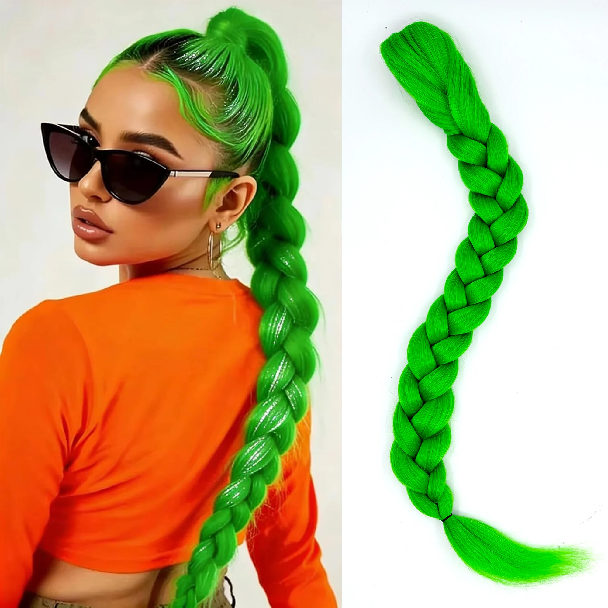 Purple 26inch Braid Clip in Ponytail Hair Extension Long Ponytail Hairpieces Cosplay for Kids Girl Halloween Christmas