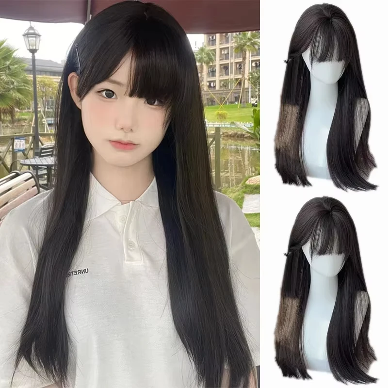 White Synthetic Wig for Straight Hair, Halloween Cosplay Wig, Role-Playing Costume Party, High-Temperature Hair Accessory