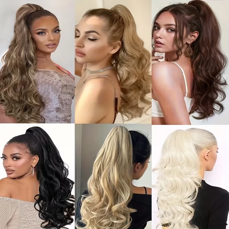 Synthetic Long Curly Ponytail Heat-resistant Claw Clip in Hair Extension Daily Easy to Wear Hairpiece for Women