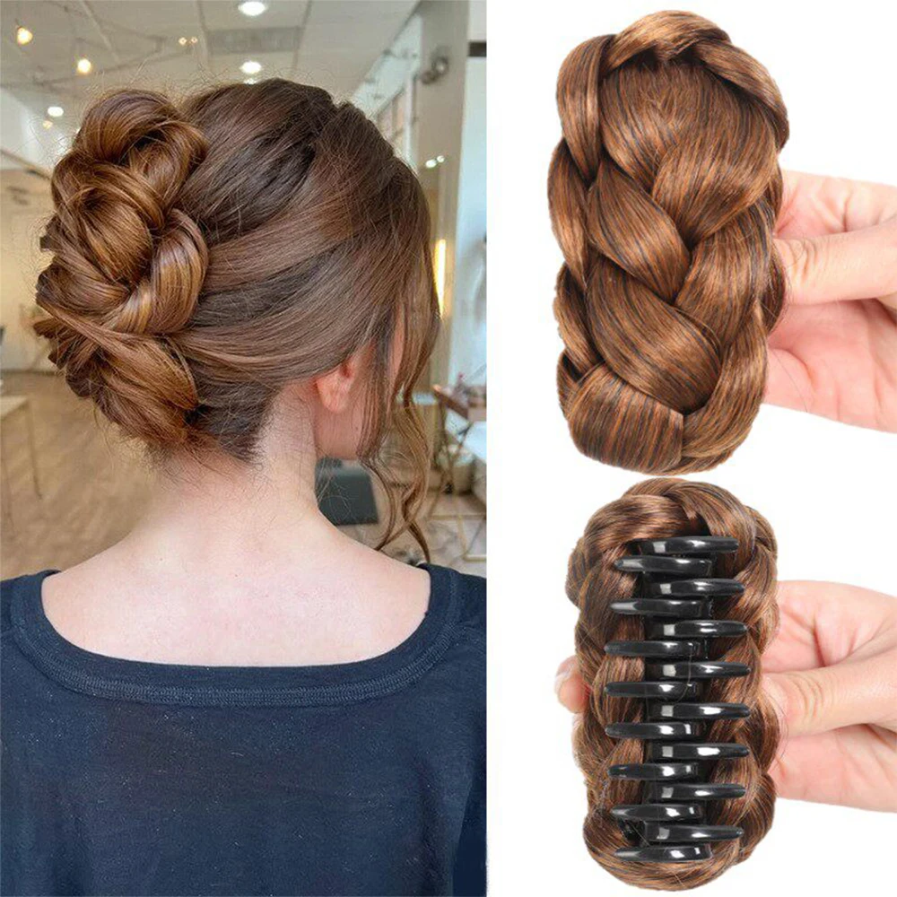 1pc Synthetic Bun Hairpiece Claw Clip Natural Texture Chignon Fake Hair Extension Hairpiece for Women Girls Daily Party Cosplay