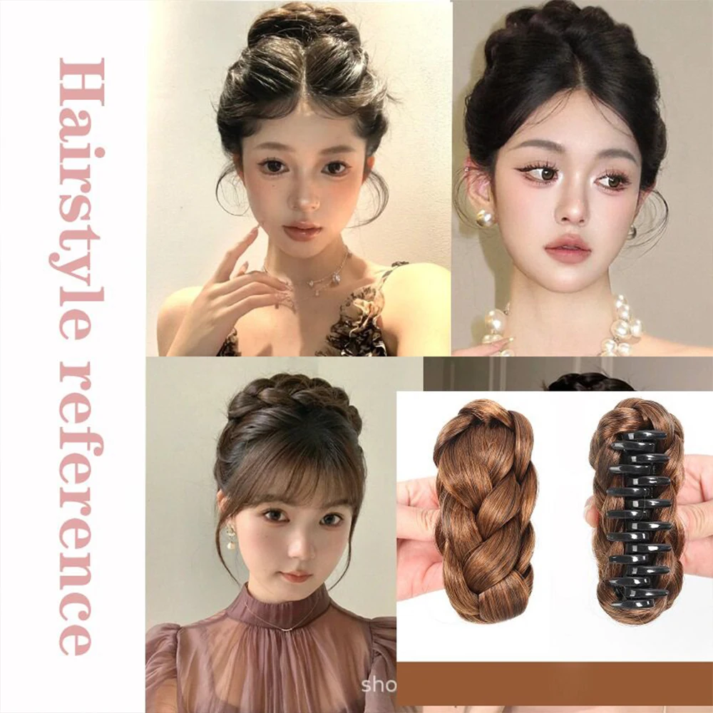 1pc Synthetic Bun Hairpiece Claw Clip Natural Texture Chignon Fake Hair Extension Hairpiece for Women Girls Daily Party Cosplay