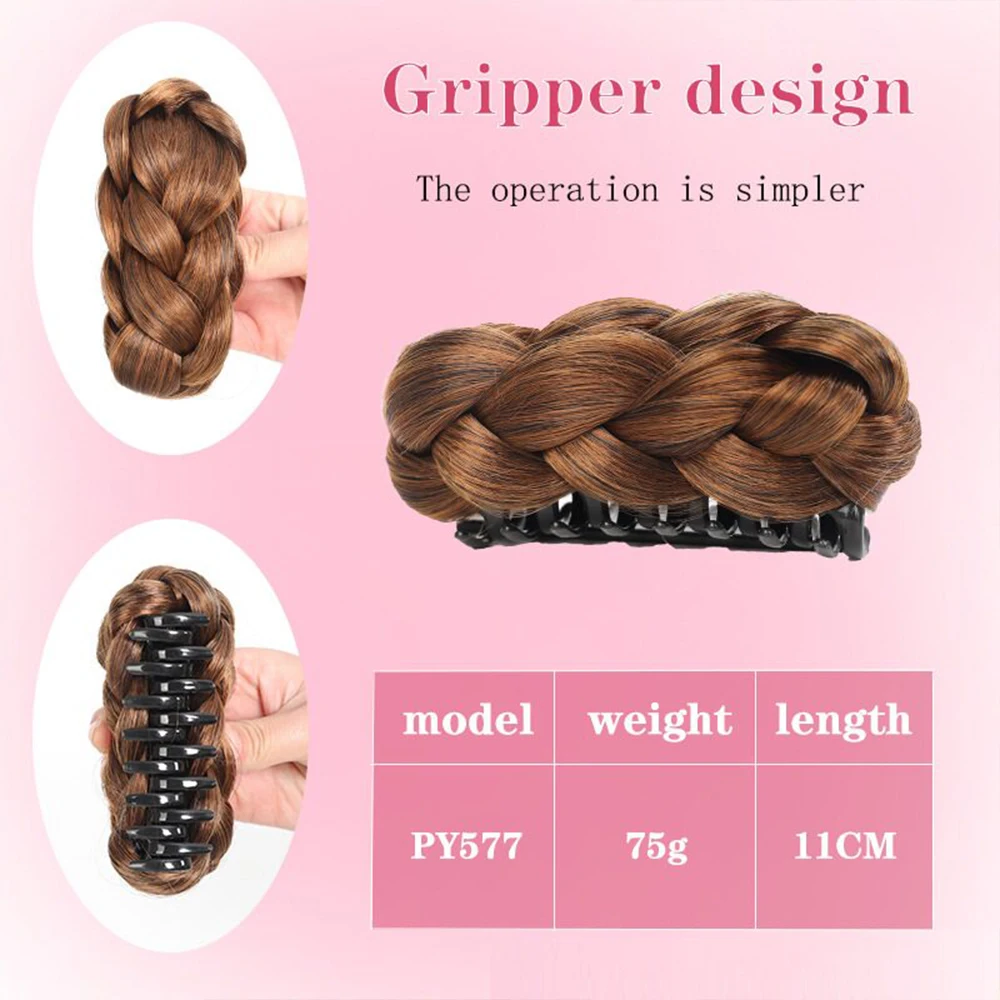 1pc Synthetic Bun Hairpiece Claw Clip Natural Texture Chignon Fake Hair Extension Hairpiece for Women Girls Daily Party Cosplay