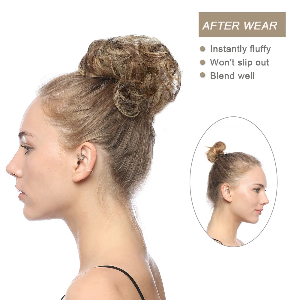 Zolin Synthetic Messy Curly Hair Bun Scrunchie Chignon Donut Elastic Rope Rubber Band Hair Bun Pad Updos Hairpiece
