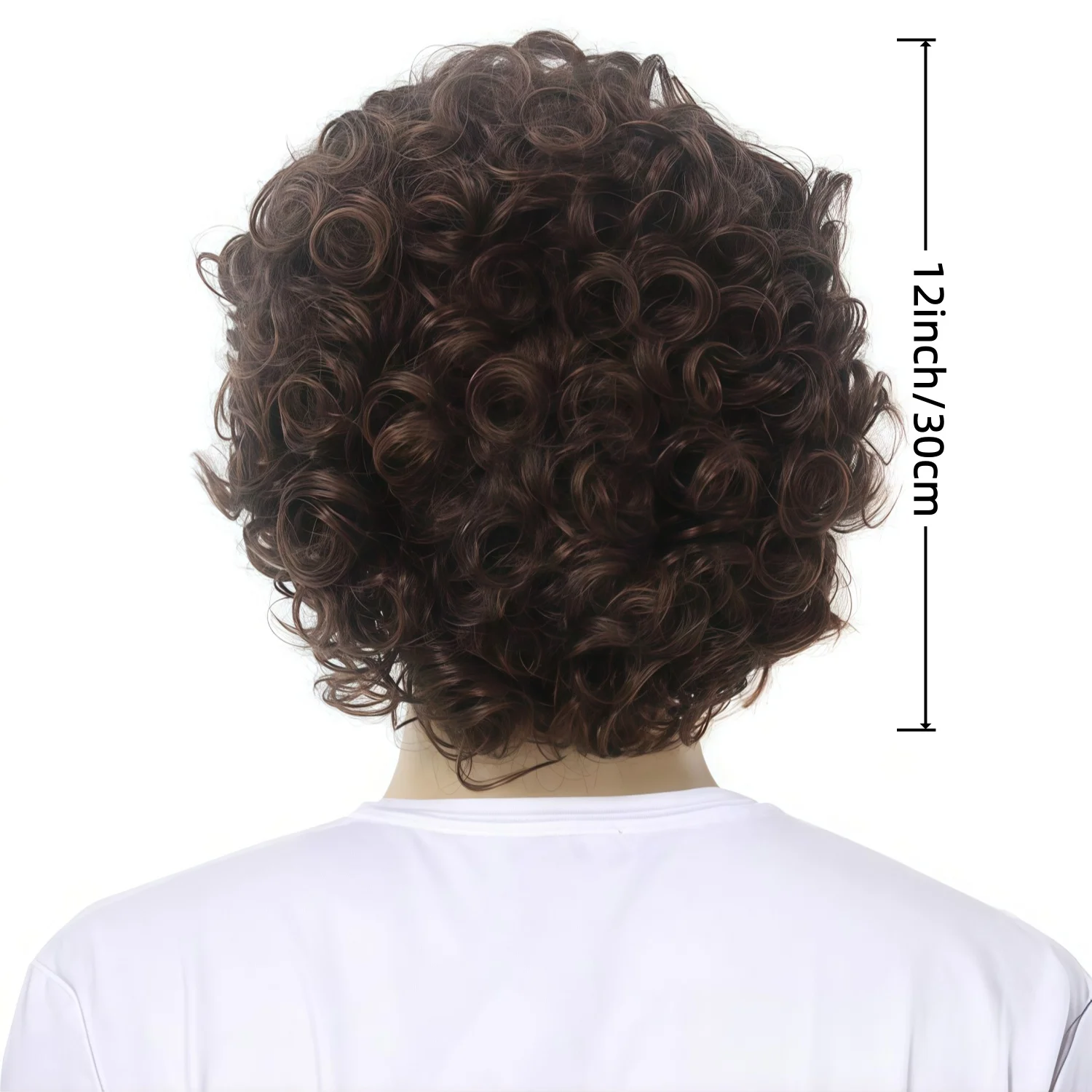 Brown Curly Short African-Style Wig, Suitable for Men, California Style, Role-Playing Costume Synthetic Fiber Material Wig