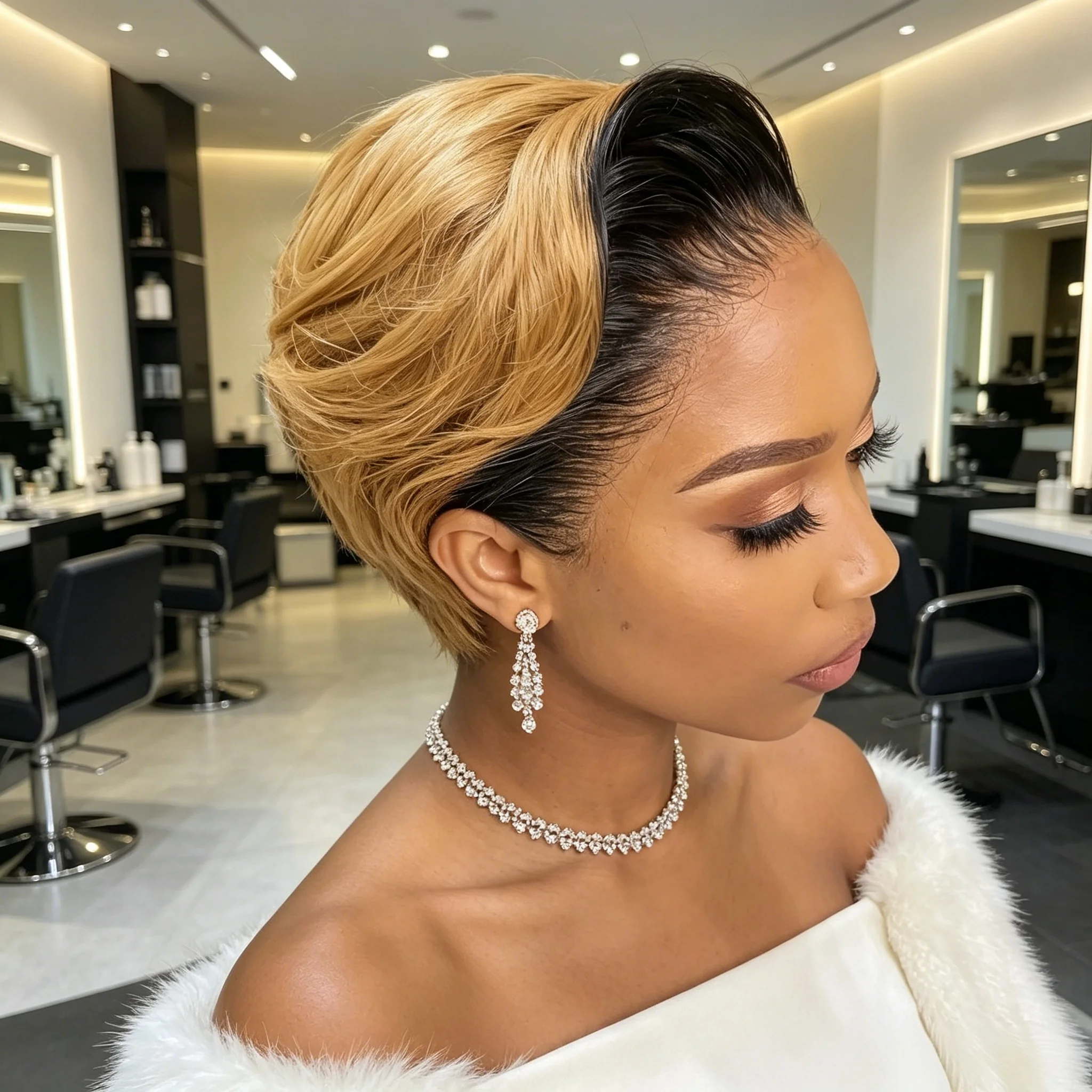 13x4 Lace Front Human Hair Wig Two Tone Honey Blonde & Black Short Straight Bob Wigs 180 Density For Women