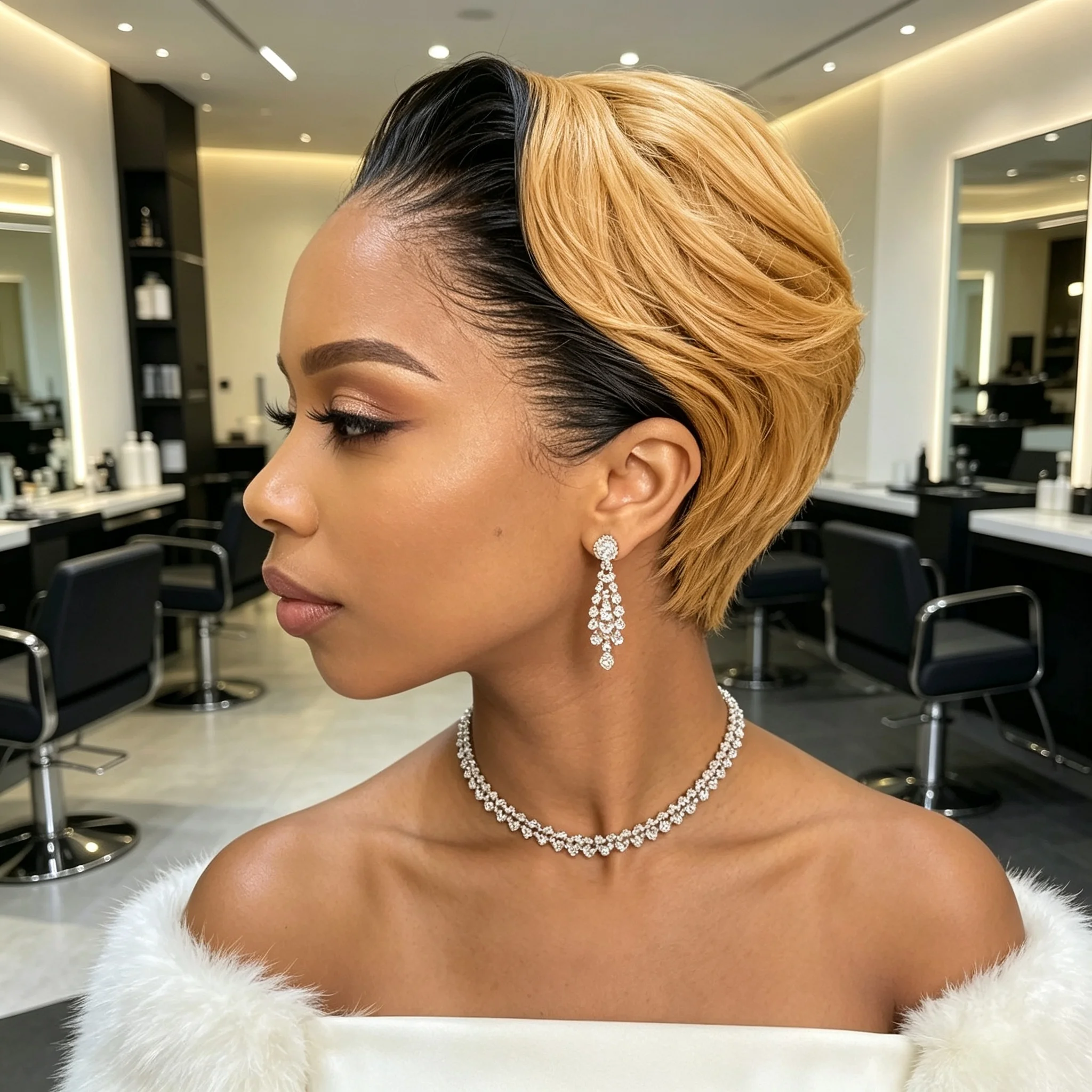 13x4 Lace Front Human Hair Wig Two Tone Honey Blonde & Black Short Straight Bob Wigs 180 Density For Women