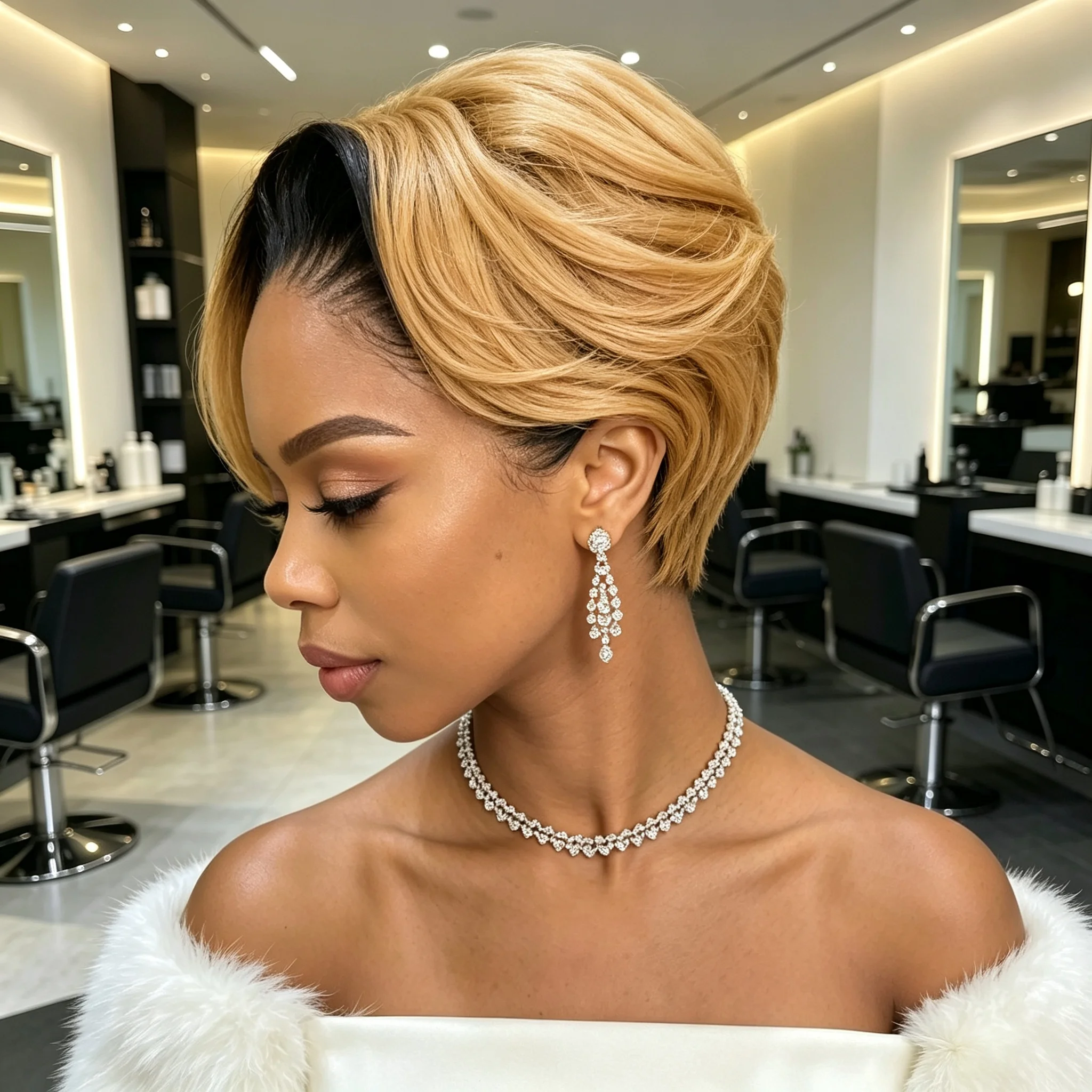 13x4 Lace Front Human Hair Wig Two Tone Honey Blonde & Black Short Straight Bob Wigs 180 Density For Women