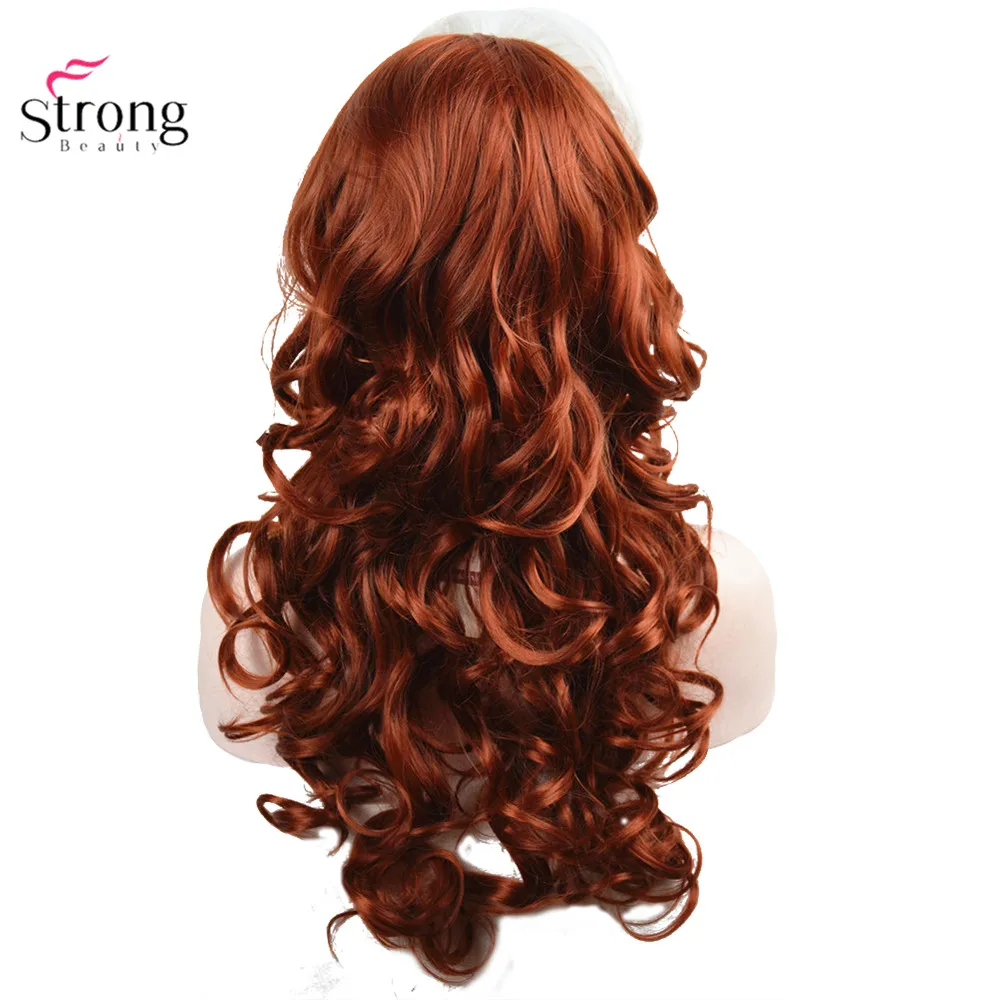 StrongBeauty X-Men Anna Marie Rogue Cosplay Wig Red Long Wavy Synthetic Wigs