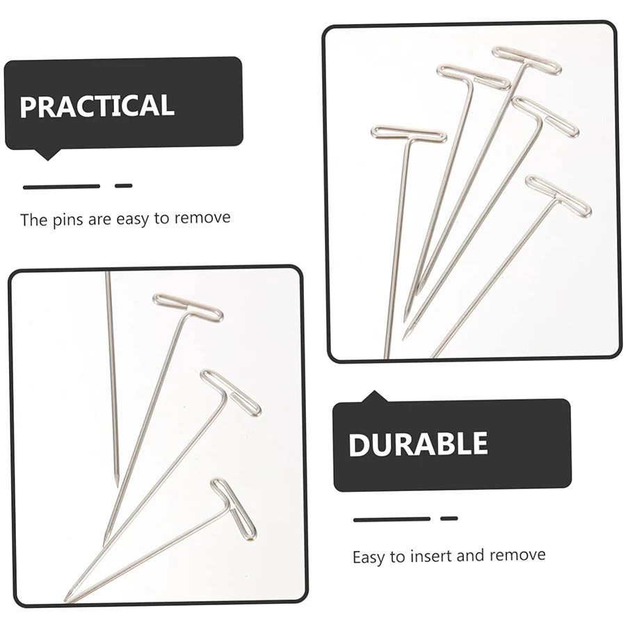 50/100/200Pcs 38MM T Pin Needles Wig Making T Pins for Blocking Knitting T-Pins Stainless Steel