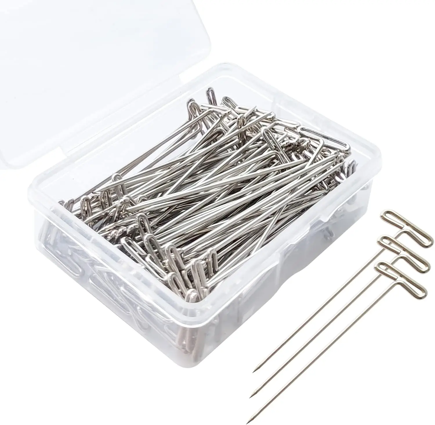 50/100/200Pcs 38MM T Pin Needles Wig Making T Pins for Blocking Knitting T-Pins Stainless Steel