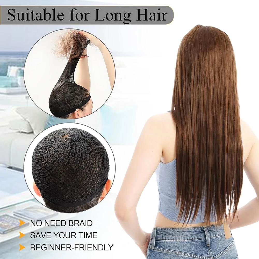Mesh Wig Cap Stretchable Elastic Black Hair Net Stretch Open Ended Fishnet Wig Net Breathable Mesh Cap for Wig Accessories
